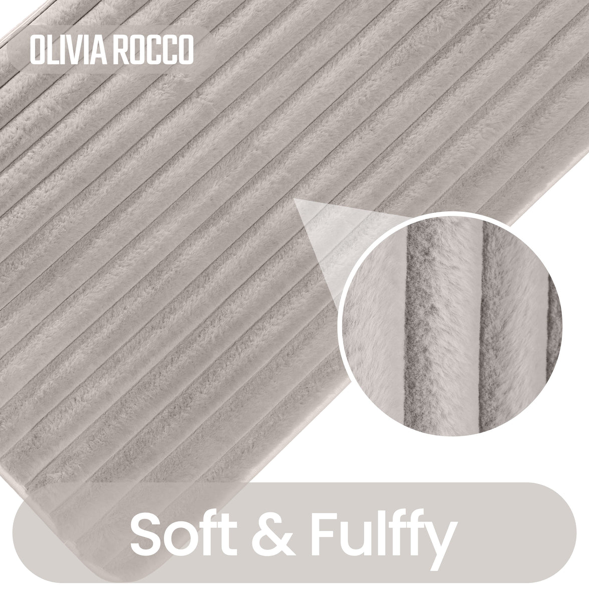 2 Piece Ribbed Bath Mat Set in Natural Extra Soft Non Slip Super Absorbent Bathroom & Toilet Mats Easy Care Rug by OLIVIA ROCCO NATURAL Bath Mat