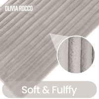 2 Piece Ribbed Bath Mat Set in Natural Extra Soft Non Slip Super Absorbent Bathroom & Toilet Mats Easy Care Rug by OLIVIA ROCCO NATURAL Bath Mat