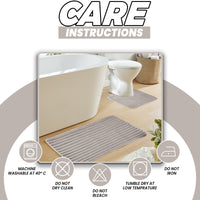 2 Piece Ribbed Bath Mat Set in Natural Extra Soft Non Slip Super Absorbent Bathroom & Toilet Mats Easy Care Rug by OLIVIA ROCCO NATURAL Bath Mat