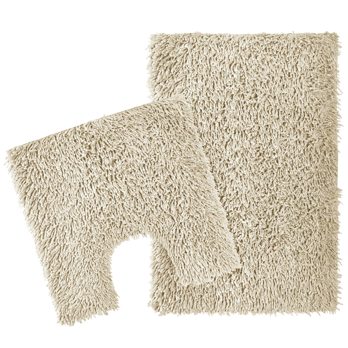 Como 2 Piece Natural Bath Mat & Pedestal Set Non-Slip Super Absorbent Cotton Bathroom Mats by OLIVIA ROCCO NATURAL Bath Mat