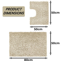 Como 2 Piece Natural Bath Mat & Pedestal Set Non-Slip Super Absorbent Cotton Bathroom Mats by OLIVIA ROCCO NATURAL Bath Mat