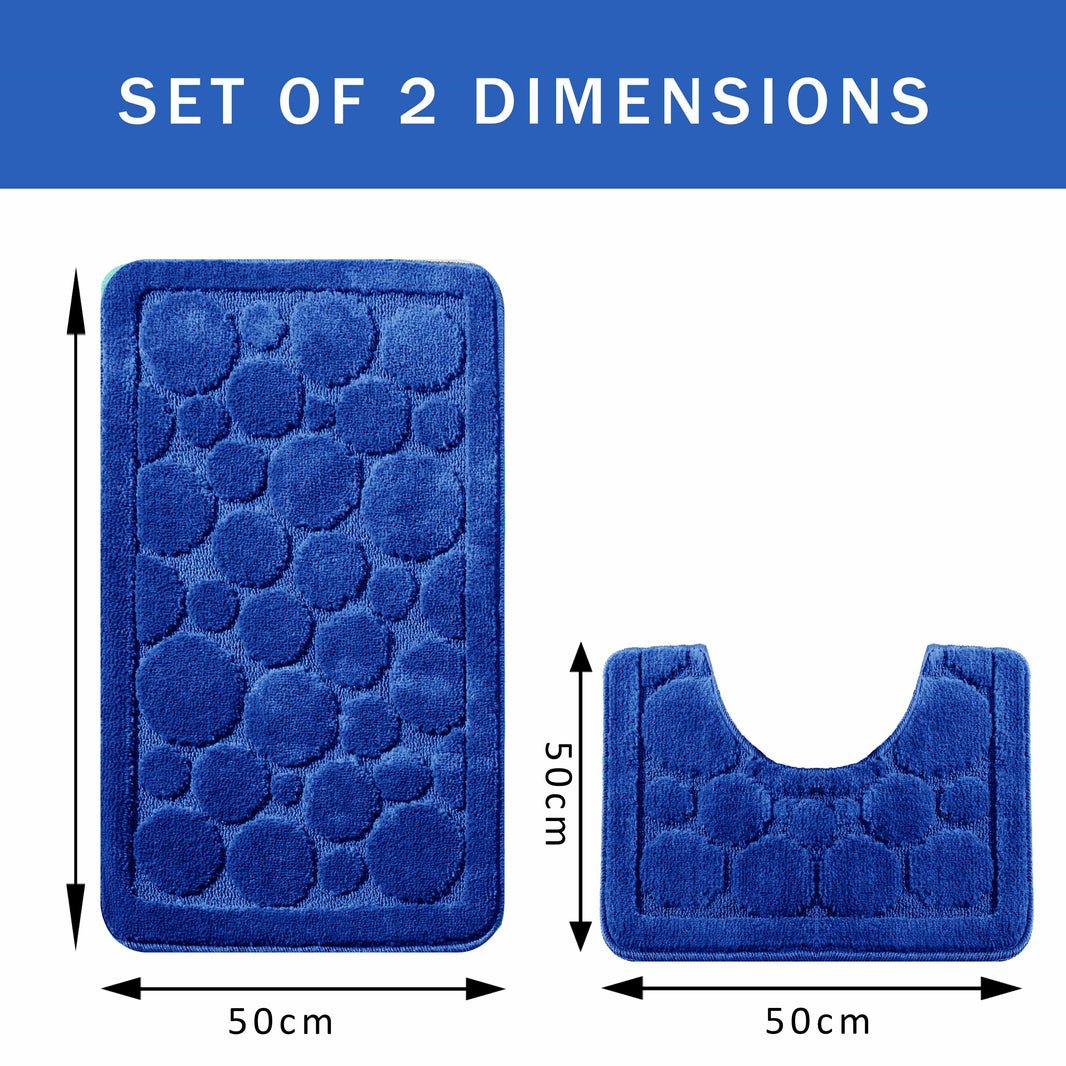 Cali Bubbles 2 Piece Royal Blue Bath Mat & Pedestal Set Non-Slip Soft & Absorbent Bathroom Mats for Comfort & Safety by OLIVIA ROCCO ROYAL BLUE Bath Mat