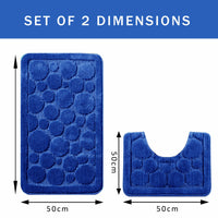 Cali Bubbles 2 Piece Royal Blue Bath Mat & Pedestal Set Non-Slip Soft & Absorbent Bathroom Mats for Comfort & Safety by OLIVIA ROCCO ROYAL BLUE Bath Mat