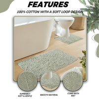Como 2 Piece Sage Green Bath Mat & Pedestal Set Non-Slip Super Absorbent Cotton Bathroom Mats by OLIVIA ROCCO SAGE GREEN Bath Mat