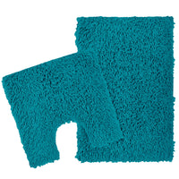 Como 2 Piece Teal Bath Mat & Pedestal Set Non-Slip Super Absorbent Cotton Bathroom Mats by OLIVIA ROCCO TEAL Bath Mat