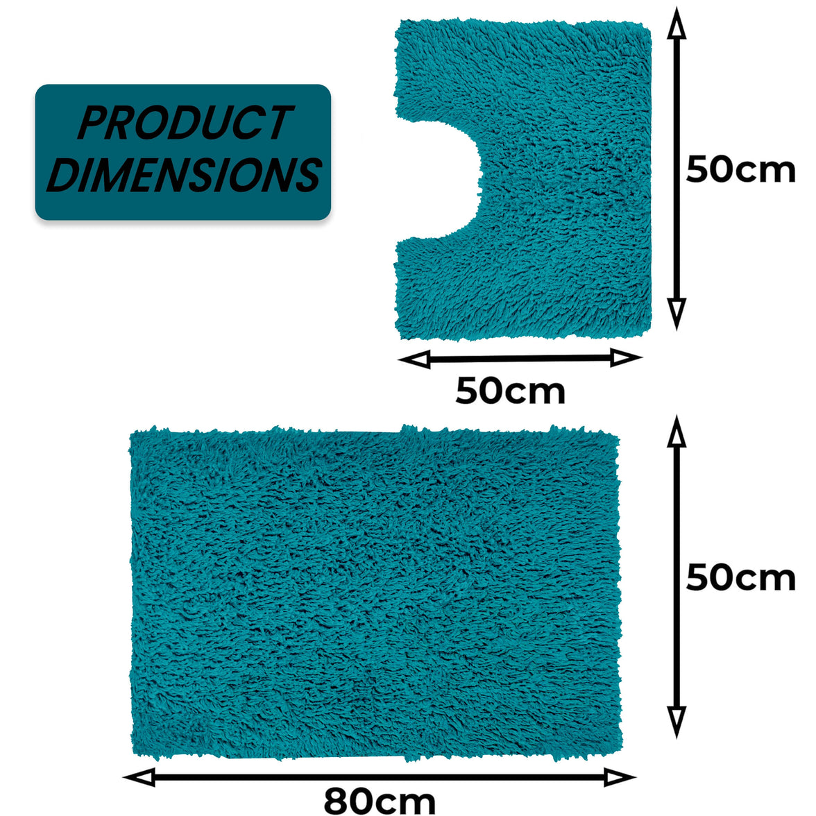 Como 2 Piece Teal Bath Mat & Pedestal Set Non-Slip Super Absorbent Cotton Bathroom Mats by OLIVIA ROCCO TEAL Bath Mat