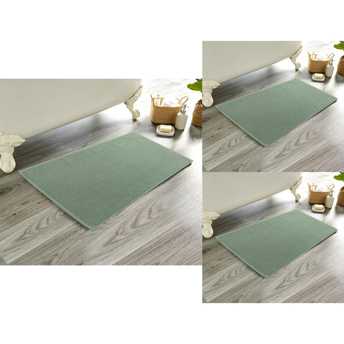 Luxe Pack of 3 Ultra-Soft Deep Cotton Pile Bathmats Handcrafted Eco-Friendly Absorbent Quick-Drying Premium Cotton Rug for Bathroom Decor by OLIVIA ROCCO DUCK EGG / 50 x 80 cm Bath Mat