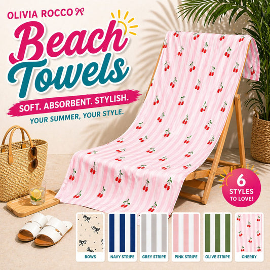 OLIVIA ROCCO Beach Towels Extra Large Super Soft Quick Dry Sand Resistant Travel Pool Towel Lightweight Summer Holiday Towels