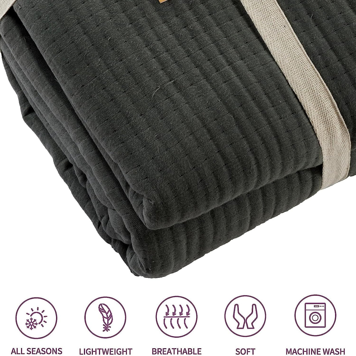 Hotel Collection 240 x 260 cm Quilted Bedspread in Sustainable Cotton Soft and Durable White and Grey Bedding for Elegant Bedroom Decor by OLIVIA ROCCO Bedspread