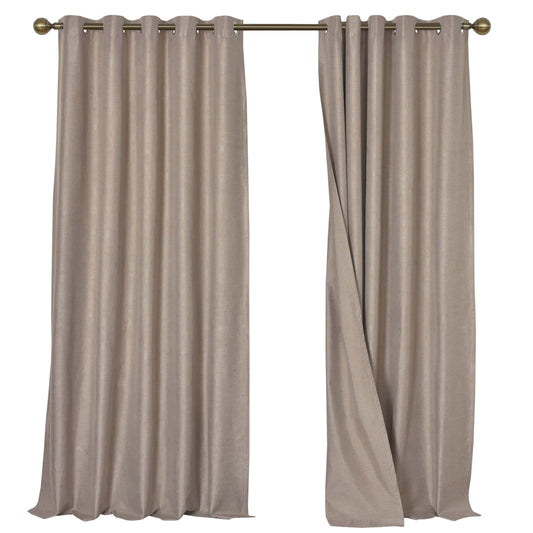 OLIVIA ROCCO Blackout Linen Eyelet Curtains 2 Panel Set Thermal Insulated Noise Reducing Window Drapes For Home And Bedroom NATURAL / 66" (WIDTH) x 72" (DROP) Curtain