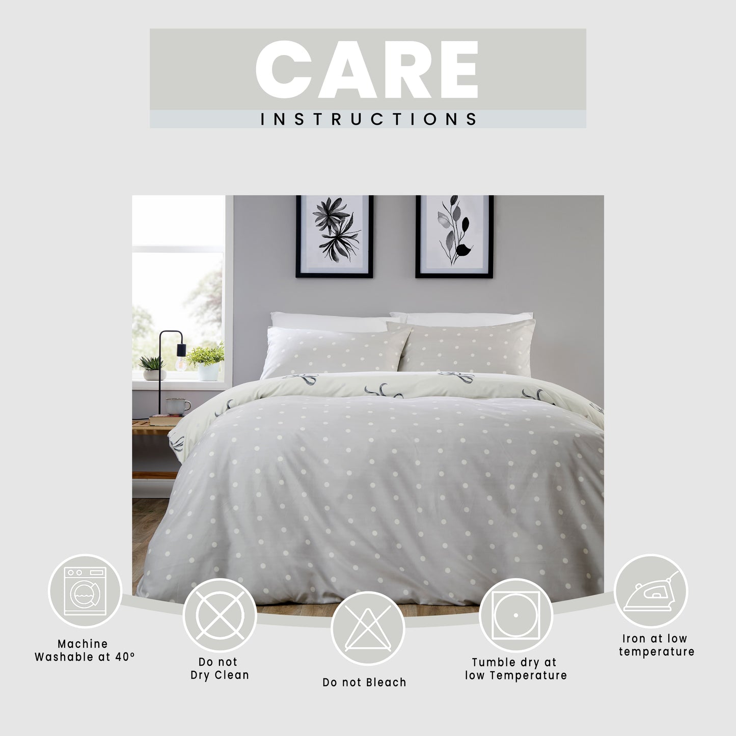 OLIVIA ROCCO Bows Black Printed Reversible Duvet Cover Set Quilted Polyester Blend with Button Closure Single Double King Size Duvet Cover