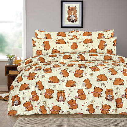 OLIVIA ROCCO Capybara Kids Duvet Cover Set Soft Microfibre Bedding with Pillowcase