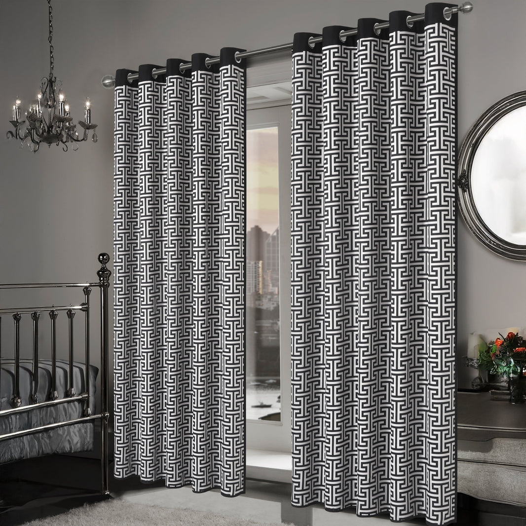 Milano Geometric Blackout Curtains Thermal Insulated Eyelet Pair Light-Blocking Window Drapes for Stylish Home Decor by OLIVIA ROCCO Curtain