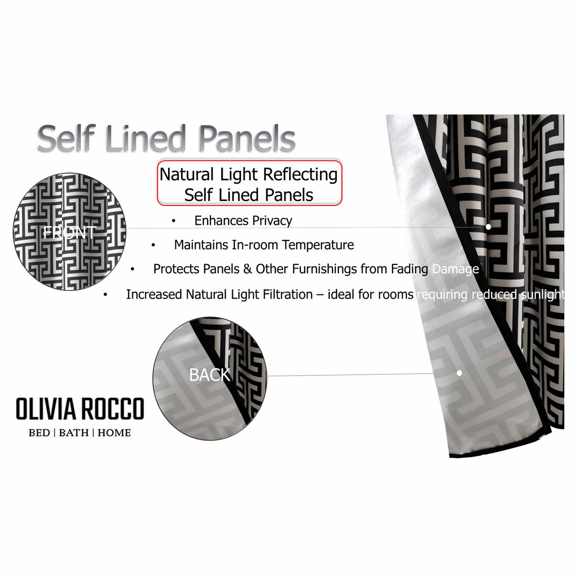 Milano Geometric Blackout Curtains Thermal Insulated Eyelet Pair Light-Blocking Window Drapes for Stylish Home Decor by OLIVIA ROCCO Curtain