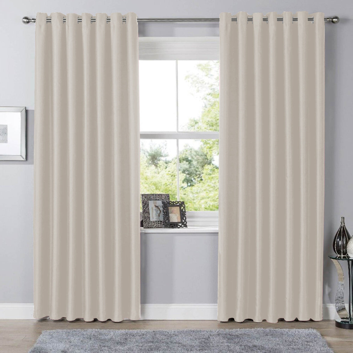 Blackout Natural Eyelet Curtains Thermal Ring Top Window Treatment for Living Room & Bedroom by OLIVIA ROCCO Curtain