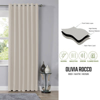 Blackout Natural Eyelet Curtains Thermal Ring Top Window Treatment for Living Room & Bedroom by OLIVIA ROCCO Curtain