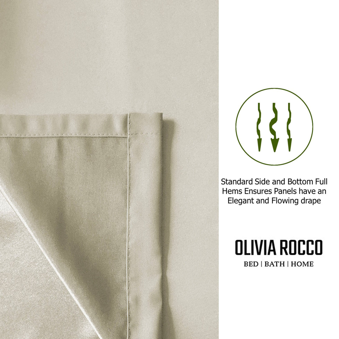 Blackout Natural Eyelet Curtains Thermal Ring Top Window Treatment for Living Room & Bedroom by OLIVIA ROCCO Curtain