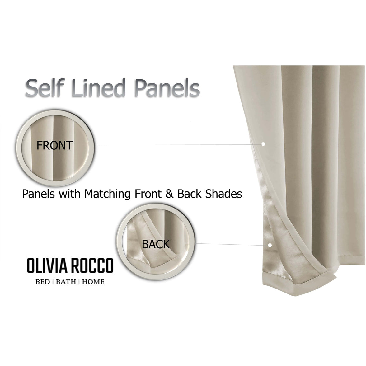 Blackout Natural Eyelet Curtains Thermal Ring Top Window Treatment for Living Room & Bedroom by OLIVIA ROCCO Curtain