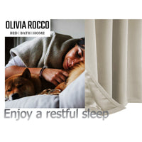 Blackout Natural Eyelet Curtains Thermal Ring Top Window Treatment for Living Room & Bedroom by OLIVIA ROCCO Curtain