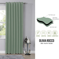 Blackout Sage Green Eyelet Curtains Thermal Ring Top Window Treatment for Living Room & Bedroom by OLIVIA ROCCO Curtain