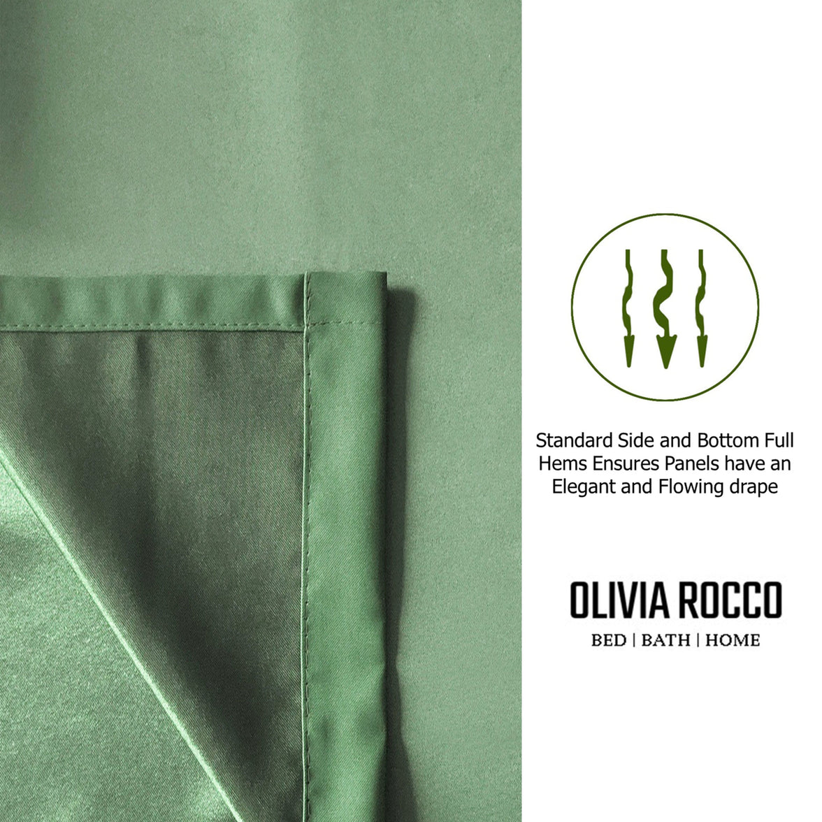 Blackout Sage Green Eyelet Curtains Thermal Ring Top Window Treatment for Living Room & Bedroom by OLIVIA ROCCO Curtain
