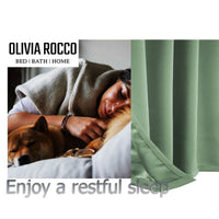 Blackout Sage Green Eyelet Curtains Thermal Ring Top Window Treatment for Living Room & Bedroom by OLIVIA ROCCO Curtain