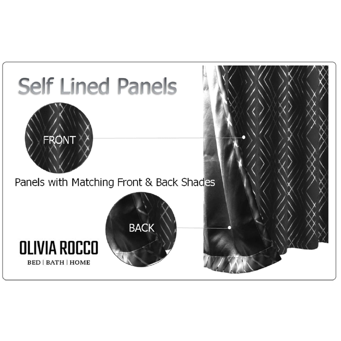 Geometric Black Sparkle Blackout Curtains Soft Thermal Insulated Eyelet Ring Top Living Room & Bedroom Drapes by OLIVIA ROCCO Curtain