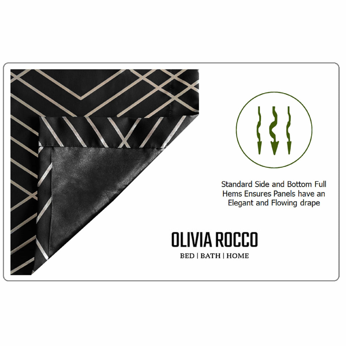 Geometric Black Sparkle Blackout Curtains Soft Thermal Insulated Eyelet Ring Top Living Room & Bedroom Drapes by OLIVIA ROCCO Curtain