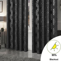 Geometric Black Sparkle Blackout Curtains Soft Thermal Insulated Eyelet Ring Top Living Room & Bedroom Drapes by OLIVIA ROCCO Curtain