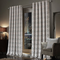 Luxe Geo Velvet Eyelet Curtains Champagne Thermal Insulated Soundproof Light Blocking Drapes for Bedroom & Lounge by OLIVIA ROCCO Curtain