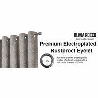Luxe Geo Velvet Eyelet Curtains Champagne Thermal Insulated Soundproof Light Blocking Drapes for Bedroom & Lounge by OLIVIA ROCCO Curtain