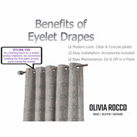 Luxe Geo Velvet Eyelet Curtains Champagne Thermal Insulated Soundproof Light Blocking Drapes for Bedroom & Lounge by OLIVIA ROCCO Curtain