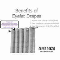 Luxe Geo Velvet Eyelet Curtains Grey Thermal Insulated Soundproof Light Blocking Drapes for Bedroom & Lounge by OLIVIA ROCCO Curtain