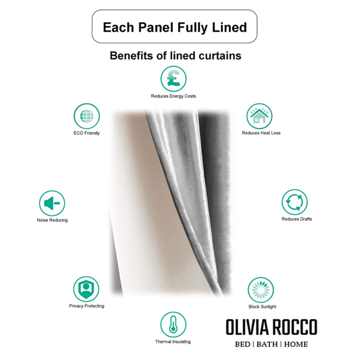 Luxe Geo Velvet Eyelet Curtains Grey Thermal Insulated Soundproof Light Blocking Drapes for Bedroom & Lounge by OLIVIA ROCCO Curtain