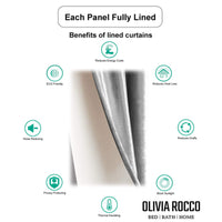 Luxe Geo Velvet Eyelet Curtains Grey Thermal Insulated Soundproof Light Blocking Drapes for Bedroom & Lounge by OLIVIA ROCCO Curtain
