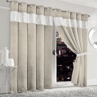 Diamante Natural Blackout Eyelet Curtains with Tie Backs Thermal Ring Top Window Dressings by OLIVIA ROCCO Curtain