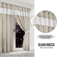 Diamante Natural Blackout Eyelet Curtains with Tie Backs Thermal Ring Top Window Dressings by OLIVIA ROCCO Curtain