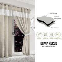 Diamante Natural Blackout Eyelet Curtains with Tie Backs Thermal Ring Top Window Dressings by OLIVIA ROCCO Curtain
