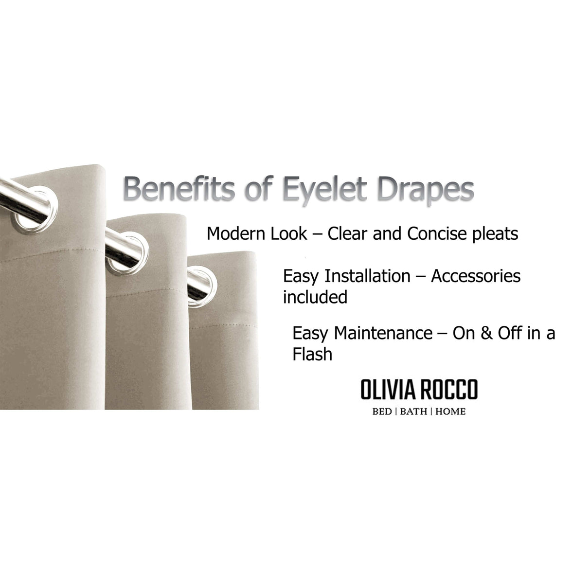 Diamante Natural Blackout Eyelet Curtains with Tie Backs Thermal Ring Top Window Dressings by OLIVIA ROCCO Curtain
