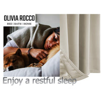 Diamante Natural Blackout Eyelet Curtains with Tie Backs Thermal Ring Top Window Dressings by OLIVIA ROCCO Curtain