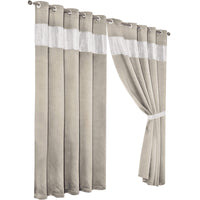Diamante Natural Blackout Eyelet Curtains with Tie Backs Thermal Ring Top Window Dressings by OLIVIA ROCCO 66" (WIDTH) x 54" (DROP) / NATURAL Curtain