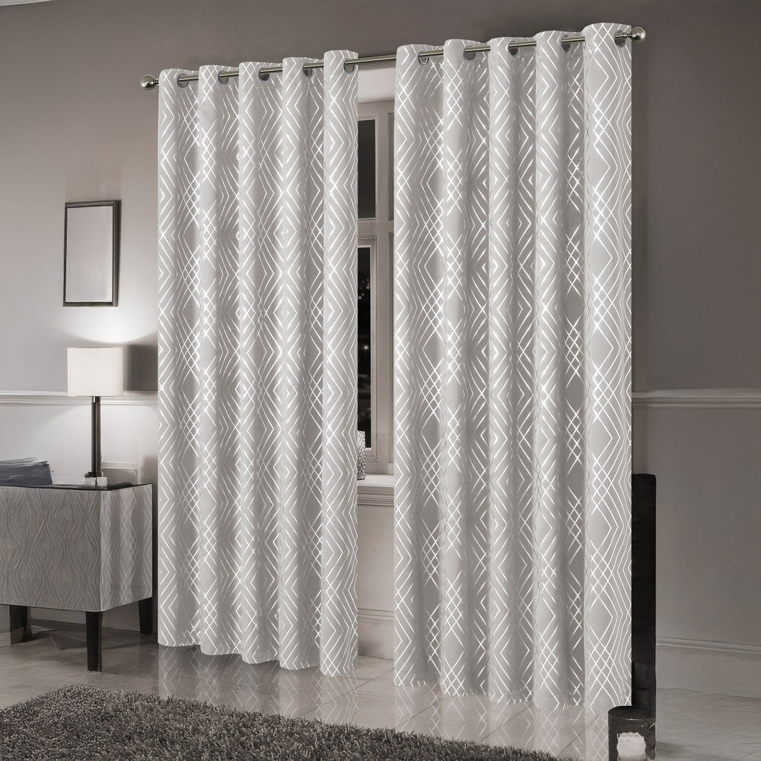 Geometric Natural Sparkle Blackout Curtains Soft Thermal Insulated Eyelet Ring Top Living Room & Bedroom Drapes by OLIVIA ROCCO Curtain