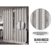 Geometric Natural Sparkle Blackout Curtains Soft Thermal Insulated Eyelet Ring Top Living Room & Bedroom Drapes by OLIVIA ROCCO Curtain