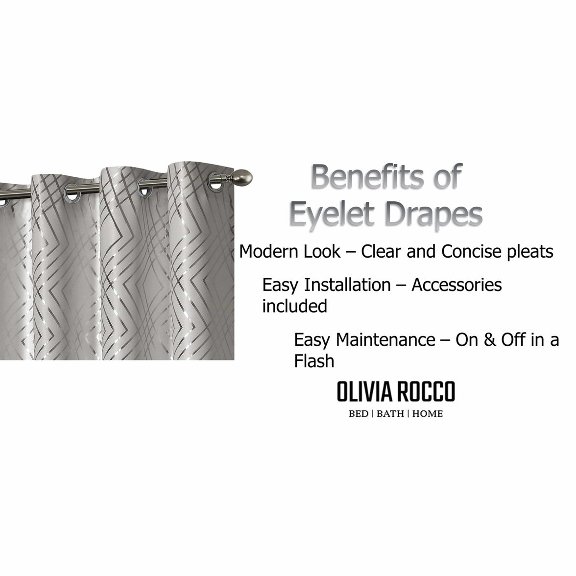 Geometric Natural Sparkle Blackout Curtains Soft Thermal Insulated Eyelet Ring Top Living Room & Bedroom Drapes by OLIVIA ROCCO Curtain