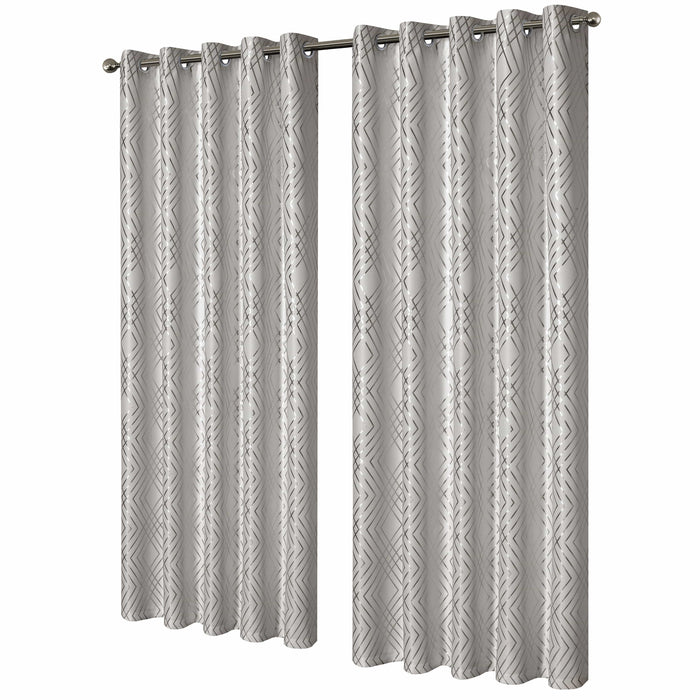 Geometric Natural Sparkle Blackout Curtains Soft Thermal Insulated Eyelet Ring Top Living Room & Bedroom Drapes by OLIVIA ROCCO 66" (WIDTH) x 54" (DROP) / NATURAL Curtain
