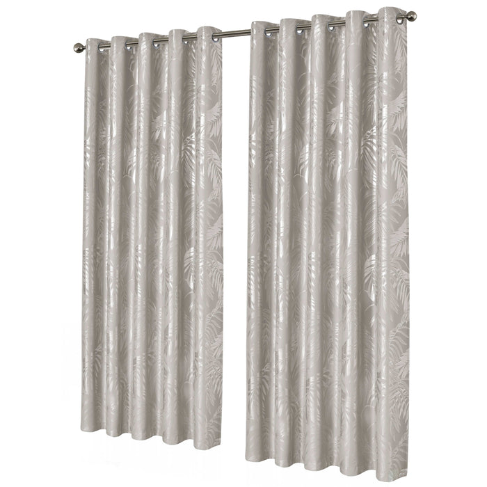 Leaf Natural Sparkle Blackout Curtains Super Soft Thermal Insulated Eyelet Drapes for Living Room & Bedroom 2 Panels by OLIVIA ROCCO 66" (WIDTH) x 54" (DROP) / NATURAL Curtain