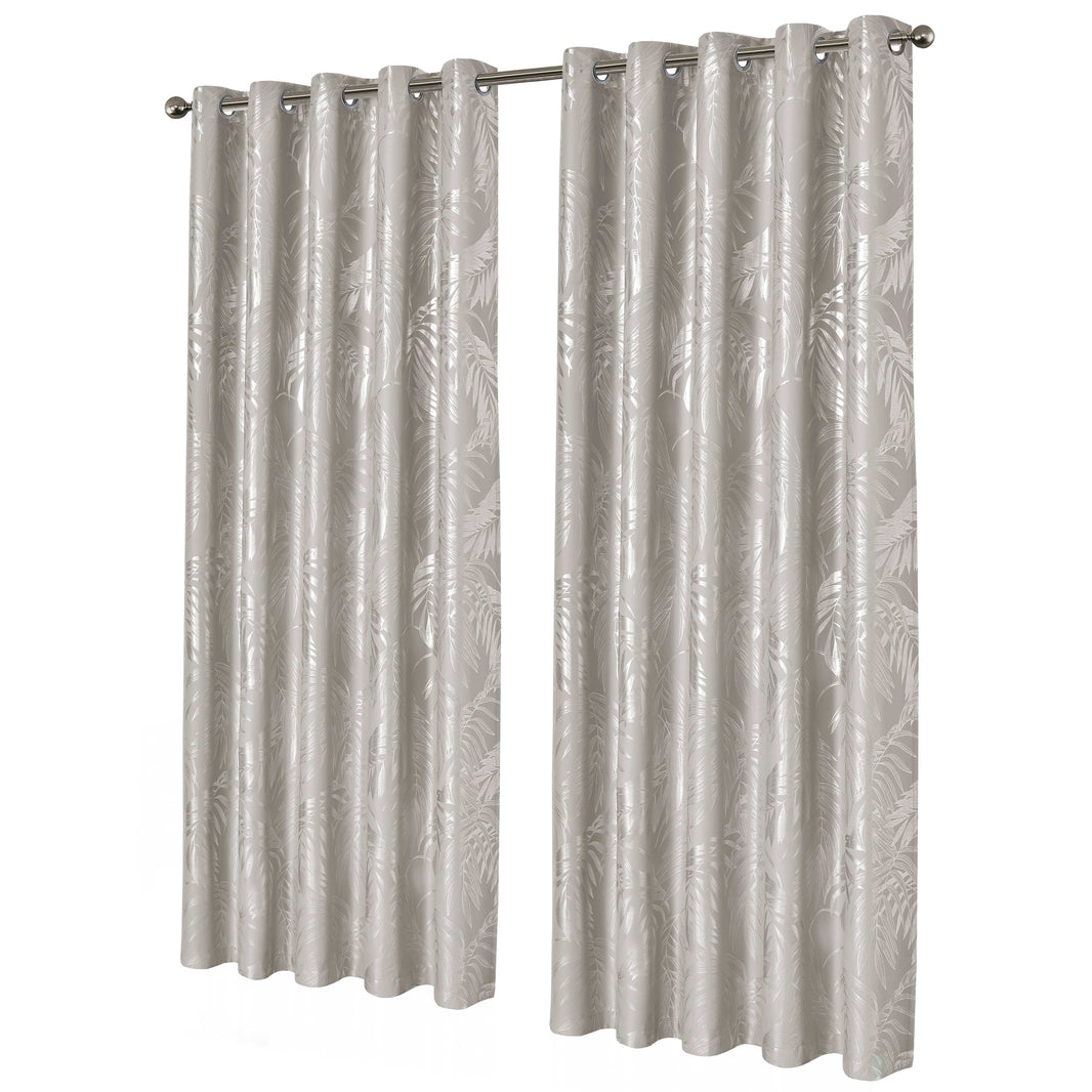 Leaf Natural Sparkle Blackout Curtains Super Soft Thermal Insulated Eyelet Drapes for Living Room & Bedroom 2 Panels by OLIVIA ROCCO 66" (WIDTH) x 54" (DROP) / NATURAL Curtain
