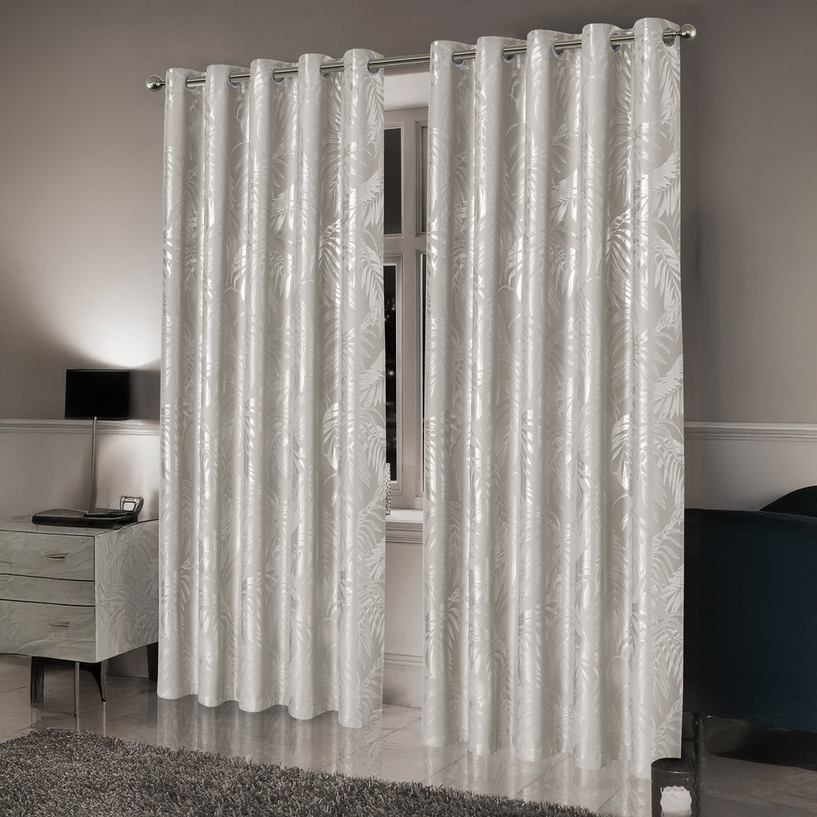 Leaf Natural Sparkle Blackout Curtains Super Soft Thermal Insulated Eyelet Drapes for Living Room & Bedroom 2 Panels by OLIVIA ROCCO Curtain