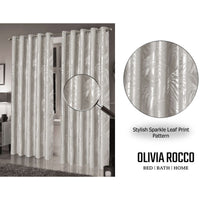 Leaf Natural Sparkle Blackout Curtains Super Soft Thermal Insulated Eyelet Drapes for Living Room & Bedroom 2 Panels by OLIVIA ROCCO Curtain