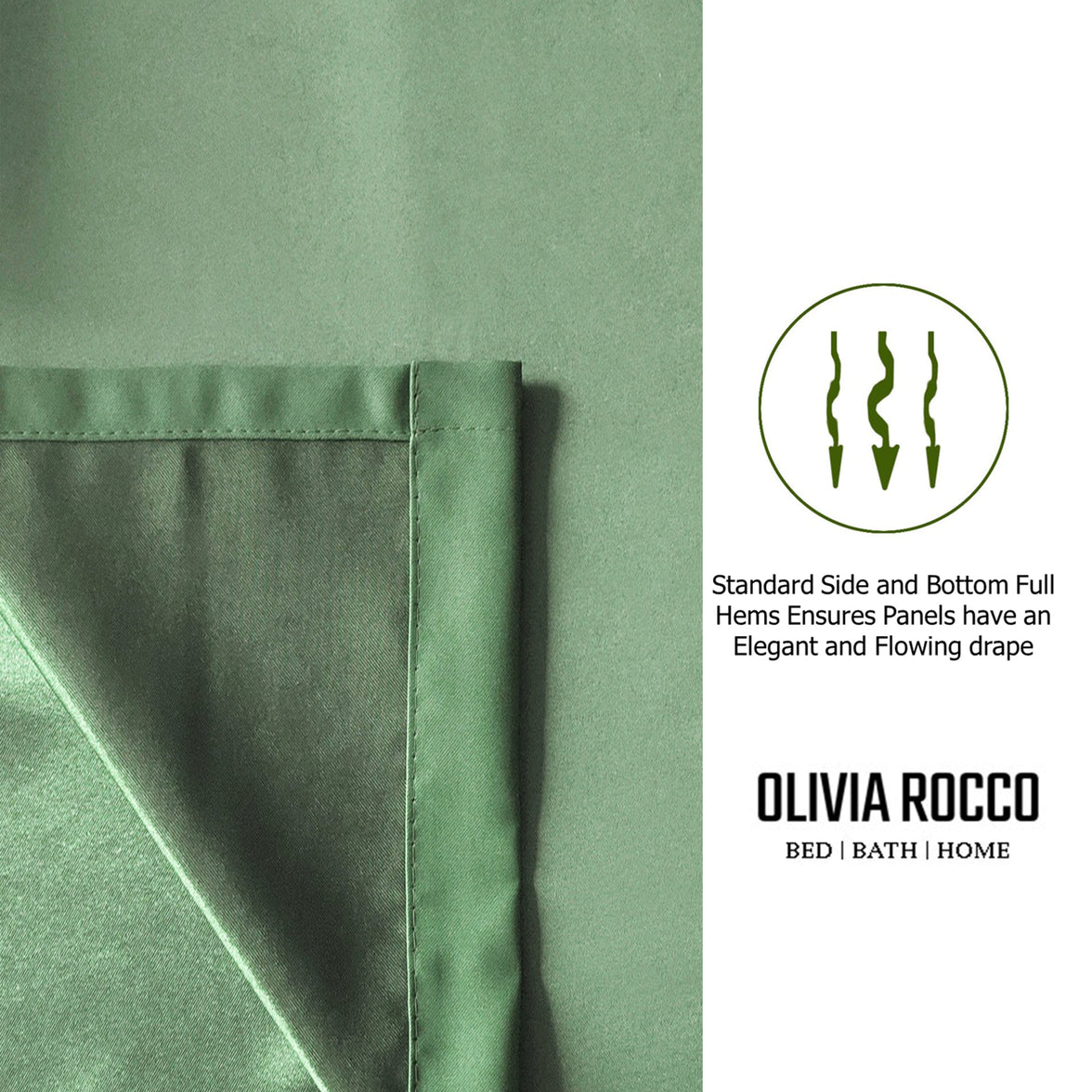 Diamante Sage Green Blackout Eyelet Curtains with Tie Backs Blackout Thermal Ring Top Window Dressings by OLIVIA ROCCO Curtain